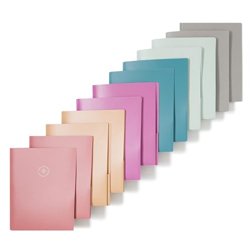 U Brands U-Eco Poly 2-Pocket Pronged Folders, Set of 12, Assorted Brights, Built-in Metal Prongs, Letter Size (6599U01-12)