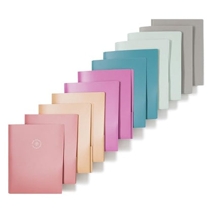 U Brands U-Eco Poly 2-Pocket Pronged Folders, Set of 12, Assorted Brights, Built-in Metal Prongs, Letter Size (6599U01-12)