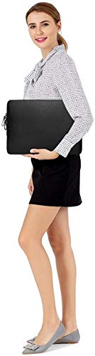 MOSISO Laptop Sleeve Bag 16 inch Compatible with MacBook Air 15 inch 2026-2023 M4 M3 M2/Pro 16 inch 2026-2019 M4 M3 M2 M1, 15-15.6 inch Notebook, PU Leather Padded Bag Waterproof Case, Black - color: Black, size: 16 inch