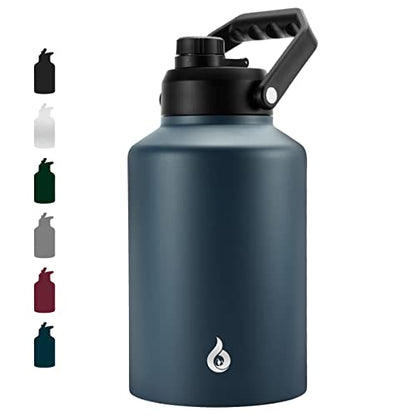 BJPKPK One Gallon(128 oz) Insulated Water Bottle, Dishwasher Safe Stainless Steel Jug, BPA Free Jug with Ergonomic Handle & Anti-slip Bottom, Large Water Bottle, Navy Blue - color: Navy Blue, style: 128oz