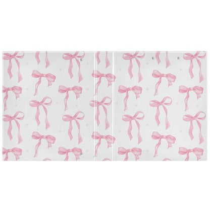 Bowknot Riband Pink Bow Dots Preppy Cute Binder 3 Ring 1.5 Inch Binder with Clipboard&Pockets, Hardcover Binders Heavy Duty Large File Folder for Office School Supplies - Holds 200 Sheets - color: Bowknot Riband Pink Bow, size: 1 Pack-12.4x10.63in