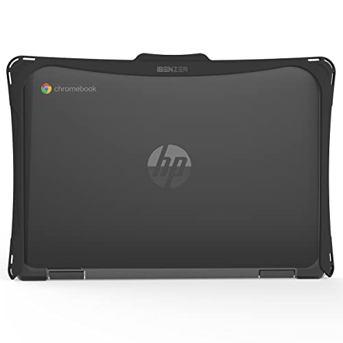 iBenzer Hexpact Case for HP x360 G3 G4 G5 EE Chromebook 11 inch (2 in 1), Heavy Duty Rugged Protective Cover with Screen Lock for K-12 Students, Education, Classrooms, Black, HP11XG5 - size: For HP X360 G3 G4 G5 EE Chromebook 11" (2 in 1)