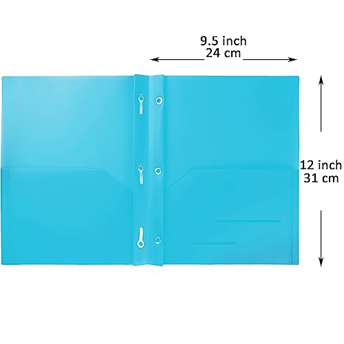Youngever 6 Pack Heavy Duty Plastic Two Pocket Folders with 3 Prongs, Metal Prongs Fastener, Heavy Duty Plastic 2 Pocket Folder (Teal) - color: Teal