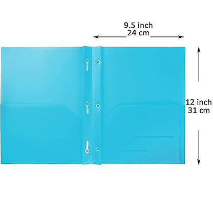 Youngever 6 Pack Heavy Duty Plastic Two Pocket Folders with 3 Prongs, Metal Prongs Fastener, Heavy Duty Plastic 2 Pocket Folder (Teal) - color: Teal
