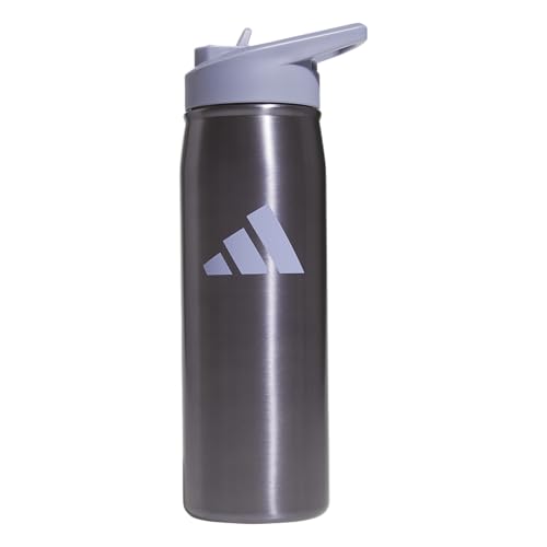 adidas Stainless Steel Metal Water Bottle 20 oz (600 mL) Straw Lid - color: Preloved Violet/Silver Violet Purple