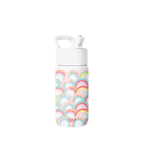 Simple Modern Kids Water Bottle with Straw Lid | 14oz Insulated Stainless Steel Kids Tumbler & Spill Proof Toddler Cup for School, Girls, Boys | Summit | Rainbow Spark - color: -Rainbow Spark, size: 14 Ounces