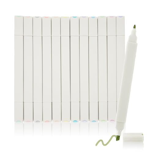 12 Pack Double Head Pastel Highlighters Set – Soft Chisel Tip Pastel Markers for Bible Marking, Reading – Multicolor Kawaii Stationary for Office School Supplies(Double Head, Light Color) - color: Double Head, Light Color