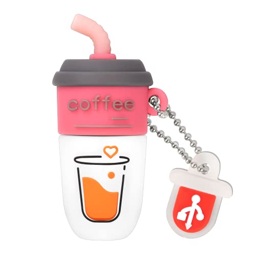 32GB Cute USB Flash Drive Computer Memory Stick Funny USB Pendrive for Teachers, Students, Family and Friends - Brown Coffee - color: Coffee-Pink, size: 32GB