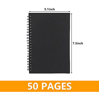 Ykimok 2 Pack College Ruled Notebook, Soft Black Cover Spiral Notebook, Memo Notepad Sketchbook, Students Office Business Diary Spiral Book Journal,100 Pages, 50 Sheets, 7.5x 5.1 Inches
