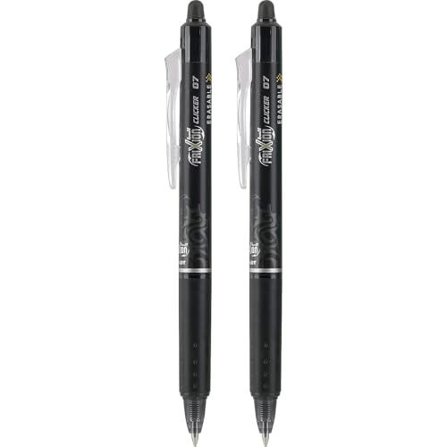 PILOT FriXion Clicker Erasable, Refillable & Retractable Gel Ink Pens, Fine Point, Black Ink, 2-Pack (31460) - color: Black, size: 2 Count (Pack of 1), style: Gel Pens