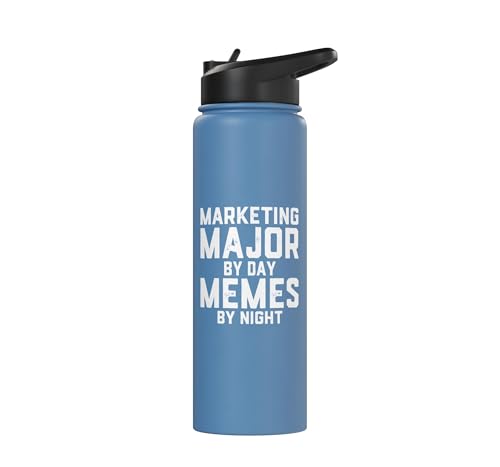 Marketing Major By Day Memes By Night Marketer Joke Student Stainless Steel Insulated Water Bottle - color: Light Blue