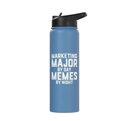 Marketing Major By Day Memes By Night Marketer Joke Student Stainless Steel Insulated Water Bottle - color: Light Blue