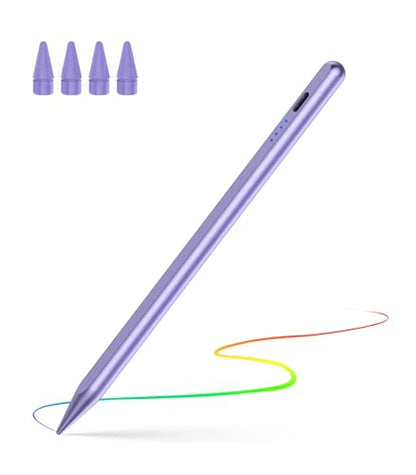 Stylus Pen for iPad(2018-2025), Pad Pencil 10th Generation with Palm Rejection & Tilt, Digital Pencil Compatible with Apple iPad 6/7/8/9/10/A16, Pro 11"/12.9"/13"/M4, Mini 5/6, Air 3/4/5/M2/M3 -Pueple - color: Purple