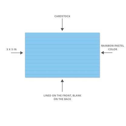C-Line 3” x 5” Index Cards, Assorted Colors, Ruled, 100/PK (48810)