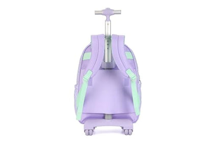 Large Rolling laptop Backpack Set with Lunch Bag, Kids Backpack for school girls kids with Wheels (BEAUTIFUL PURPLE) - color: Beautiful Purple