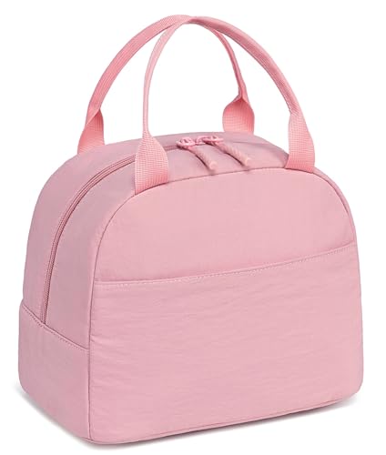 LEDAOU Kids Lunch Bag for Girls, Insulated School Lunch Box, Lightweight | Insulated interior, lightweight design, front pocket, smooth dual zippers, ideal for school and travel - color: Pink