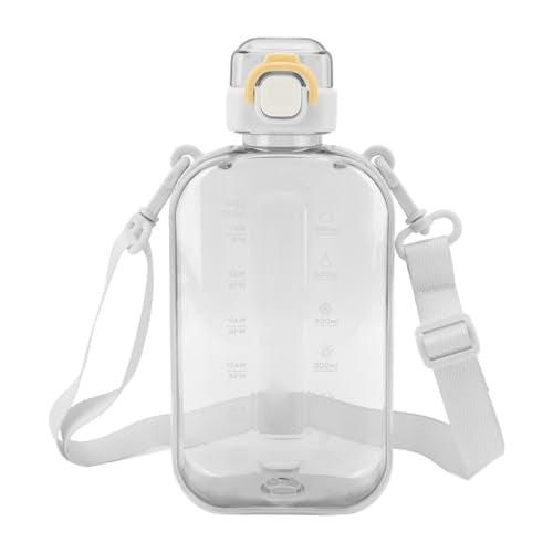 750ml with Time Markers, Silicone Straw & Strap, Portable Sports Fitness Hydration Flask for Gym Office Daily Use Green White - color: White