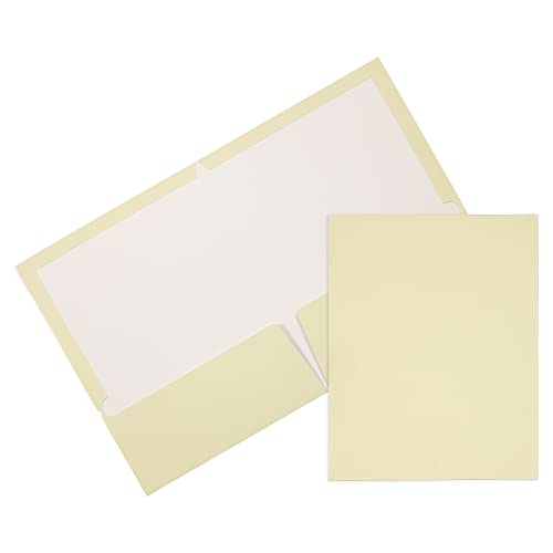 JAM PAPER Laminated Two Pocket Glossy School Folders - Letter Size - High Gloss Ivory - 6/Pack - color: Ivory, size: Pack of 6 Folders