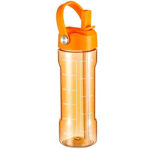 GOPPUS 20oz Clear Water Bottle with Flip Straw, Lightweight, Leakproof, Easy Carry and BPA-Free, Tritan Water Bottlefor Sport, Travel, Outside (Orange) - color: Orange, size: 20 Ounces