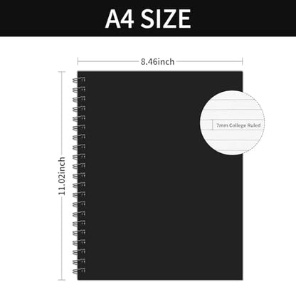 Lined Spiral Notebook A4 Large Journal 8.5" x 11",6 Pack 7mm College Ruled Hardcover Notebooks 160 Pages 100GSM Thick Paper for Note Taking School Office Supplies - style: 6-Lined