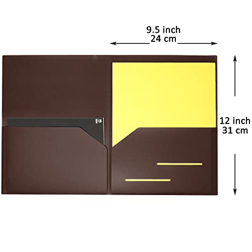 Youngever 6 Pack Heavy Duty Plastic Two Pocket Folders, Heavy Duty Plastic 2 Pocket Folder (Brown) - color: Brown