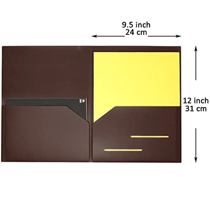 Youngever 6 Pack Heavy Duty Plastic Two Pocket Folders, Heavy Duty Plastic 2 Pocket Folder (Brown) - color: Brown