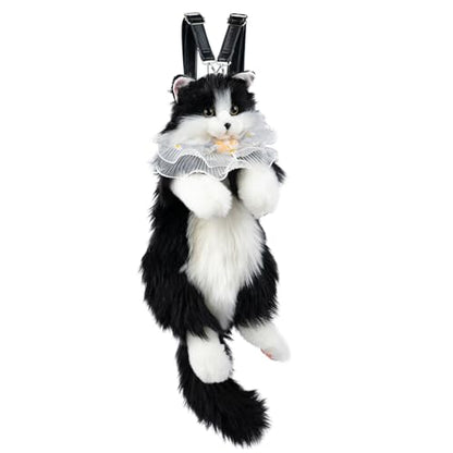 Chongker Stuffed Animals Backpack - Cute Cat plush Backpack Toy, Handcrafted Realistic Cat Shaped Backpack, Heartwarming Surprise Idea, Companionship Stuffed Cat, Large Black Cat - style: Black Cat Backpack