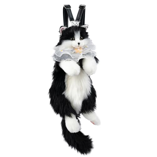 Chongker Stuffed Animals Backpack - Cute Cat plush Backpack Toy, Handcrafted Realistic Cat Shaped Backpack, Heartwarming Surprise Idea, Companionship Stuffed Cat, Large Black Cat - style: Black Cat Backpack