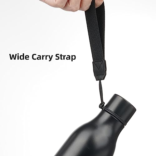 Konokyo Insulated Water Bottle with Strap,18 oz Double Wall Stainless Steel Vacuum Bottles Metal Water Flask,Black - color: Black, size: 18 Ounces