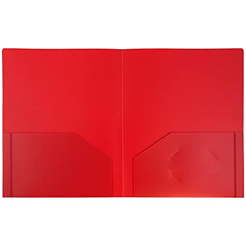 JAM PAPER Heavy Duty Plastic 2 Pocket Extra Tough School Folders - Red - 6/Pack - color: Red, size: 6 Per Pack