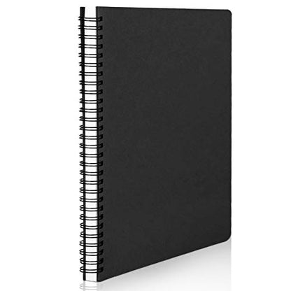 EUSOAR Spiral Notebook, A5 1pack 160 Pages 5.5"X8.3" Black College Ruled Hardcover Lined Travel Writing Subject Notebooks Journal, Memo Notepad Sketchbook, Students Office Business Diary Book Journal - color: Black, size: 1 Pack