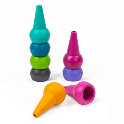 Tiger Tribe Stackable Crayons for Toddlers - Ergonomic Candy Colors, Non-Toxic & Washable Art Supplies - 8 Vibrant Shades for Creative Fun