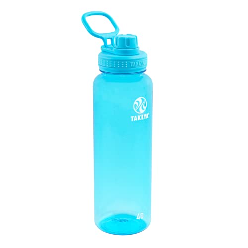 Takeya Tritan Sport Water Bottle with Spout Lid - BPA-Free & Dishwasher-Safe Water Bottle - Reusable Bottle with Lid Handle - Simple Leak-Proof Water Bottle - 40 oz, Breezy Blue - color: Breezy Blue, size: 40 Ounces