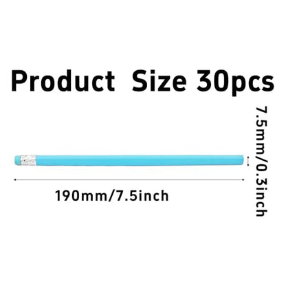 pson 30Pcs HB Graphite Pencils with Erasers, Unsharpened Round Triangular Grip Pencils for School, Office, Drawing, Sketching, and Writing(Blue) - color: Blue