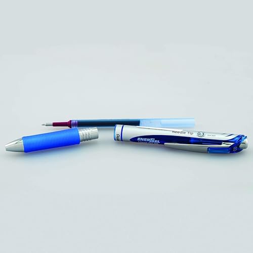 Pentel Energel 0.3mm Extra Fine Point Rtx Retractable Needle Tip Pen - 6 Black & 6 Blue - pack of 12