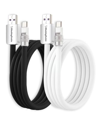 chubbycable Couple Chubby 2 Pack 120W USB C Cable Extra Thick Silicone Fast Charging Cable Compatible with iPhone 17-15 Series iPad Galaxy Series, Black+White, USB-A to Type-C, 3.3FT - color: Black+White, size: 3.3ft (1m), style: USB A-Type C
