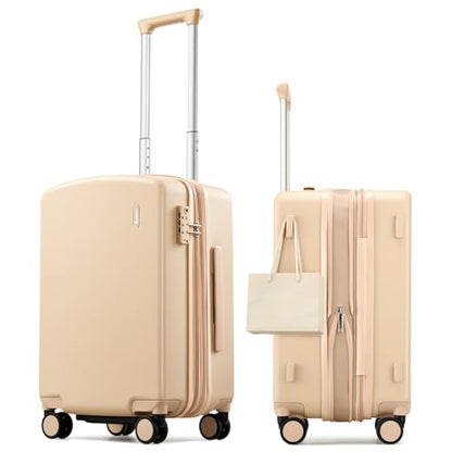 Hanke 20 Inch Expandable Carry On Luggage, 22x14x9 Airline Approved, TSA Lock Hard Shell Lightweight Suitcase for Men Women (Cuba Sand) - color: Cuba Sand, size: 20 Inch EXT