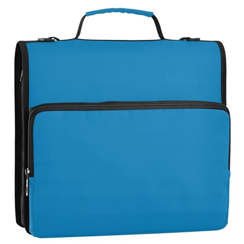 3 Rings Organizer Binder with Handle and Removable Shoulder Strap Waterproof Portfolio Binder for School Blue - color: Blue