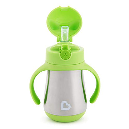 Munchkin Cool Cat Stainless Steel Straw Cup, 8 Ounce, Green - color: Green, size: 8 ounces