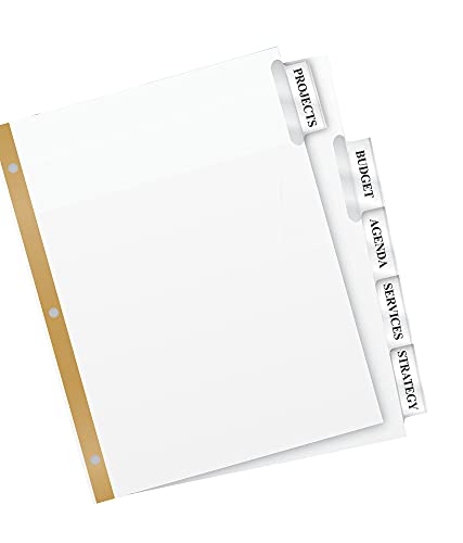 Avery 5-Tab Binder Dividers, Insertable Clear Big Tabs, 1 Set (11122) - style: 1 Set