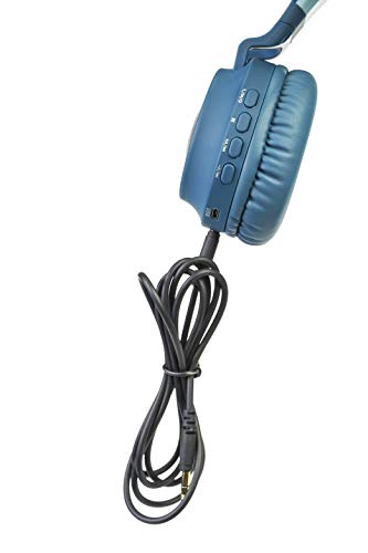 PowerLocus Kids Headphones Wireless, Bluetooth Headphones for Kids Over Ear, LED Lights, 85dB Safe Volume Limit, Foldable, Micro SD Mode, Built-in and Line-in Microphone for Phones,Tablets,Laptop - color: Non-Ears Blue