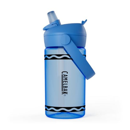 CamelBak Crayola Flip Straw Kids Water Bottle with Bite Valve, Tritan Renew Design for School and Everyday Use, 14oz, Cerulean - color: Cerulean
