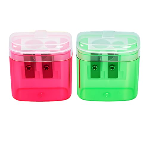Pencil Sharpener Manual with Lid, Colored Portable Handheld Sharpener | Colorful Pencil Sharpener Handheld with Dual Hole for Adults Students School Class Home Office