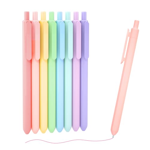 Shuttle Art Colored Retractable Gel Pens, 8 Pastel Ink Colors, Cute Pens 0.7mm Fine Point Quick Drying for Black Paper Writing Drawing Journaling Note Taking School Office Home - color: 8 Pastel Ink