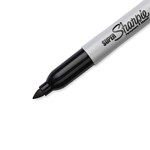 Sharpie Super Permanent Markers, Fine Point, Black, 12 Count - Quick Drying, For Classroom, Poster Boards, Office, Home, Teacher Supplies