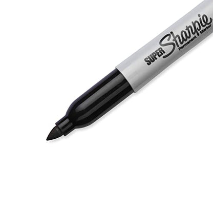 Sharpie Super Permanent Markers, Fine Point, Black, 12 Count - Quick Drying, For Classroom, Poster Boards, Office, Home, Teacher Supplies