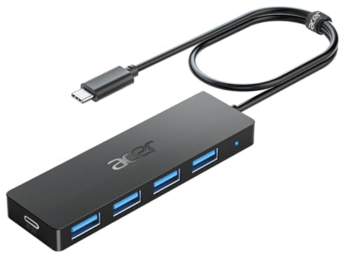 Acer USB C Hub 4 Ports, Multiple USB 3.0 Hub, USBC Splitter for Laptop with TypeC Power Port, Extender for Type C Port Laptop, PC, Desktop and More (USB-C, 4ft) - size: 4ft, style: USB-C