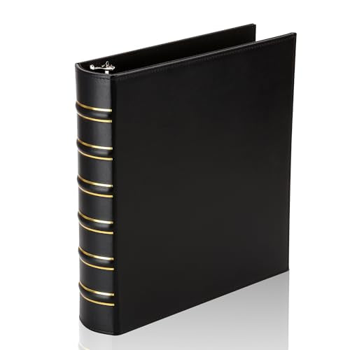 LETVPVOW Vintage Hardback 3 Ring Binder 1.5 Inch, Professional Leather Binder 3 Ring, Three Ring Binders Fits 8.5 x 11, D Ring Binders for Photo Album, Home, School and Office Supplies- Black - color: Black, size: 1.5 Inch, style: 1 PCS