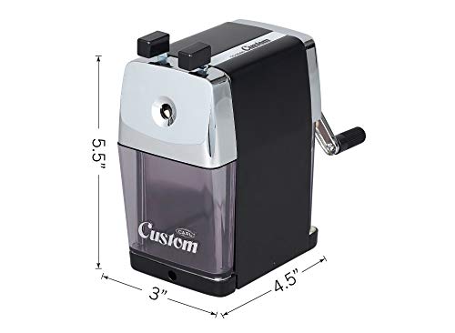 CARL Pencil Sharpener, CC-2000, Black, 5-Point Selector. Manual, Quiet for Office and Home Desks, School Classroom, CUI19018 - color: Black