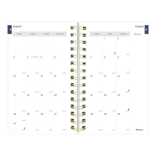 Blueline® Essential Academic Daily/Monthly Planner, August 2025 to July 2026, Twin-Wire Binding, Poly Cover, 8" x 5", Blossom Design, White (CA214PG.01-26)